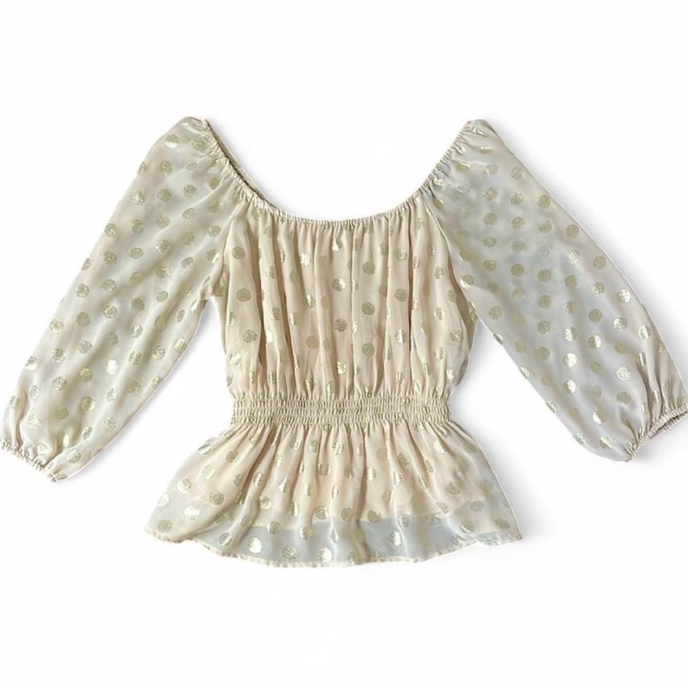 francesca’s collection 3/4 sleeve polka dot blouse